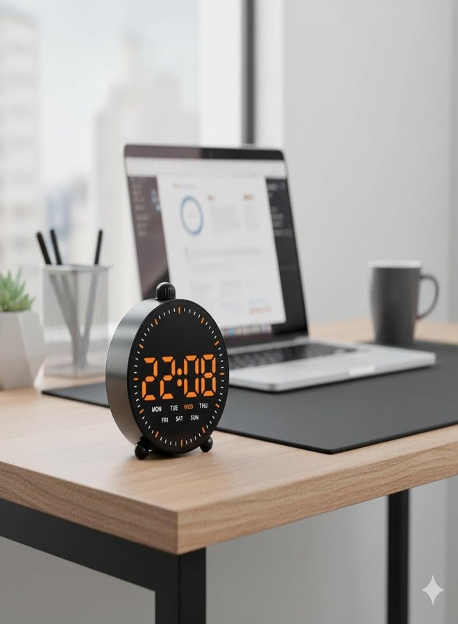 نيام ساعة طاولة رقمية بلاستيكية من نيام تعمل بمنفذ USB للمنزل والمكتب (أسود RD9013) - Image 2